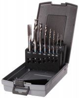 MACHINE TAP SET HSS CONTINUOUSE HOLES + DRILLS 14-PIECE (1PC) MACHINE TAP SET HSS CONTINUOUSE HOLES + DRILLS 14-PIECE (1PC)