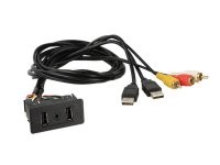 PORT UNIVERSEL USB / RCA-> 2X USB / 1X AUX (1PC)