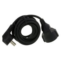 VERLENGSNOER MET RANDAARDE 2500W 3X1,0MM2 ZWART 3 METER VERLENGSNOER MET RANDAARDE 2500W 3X1,0MM2 ZWART 3 METER